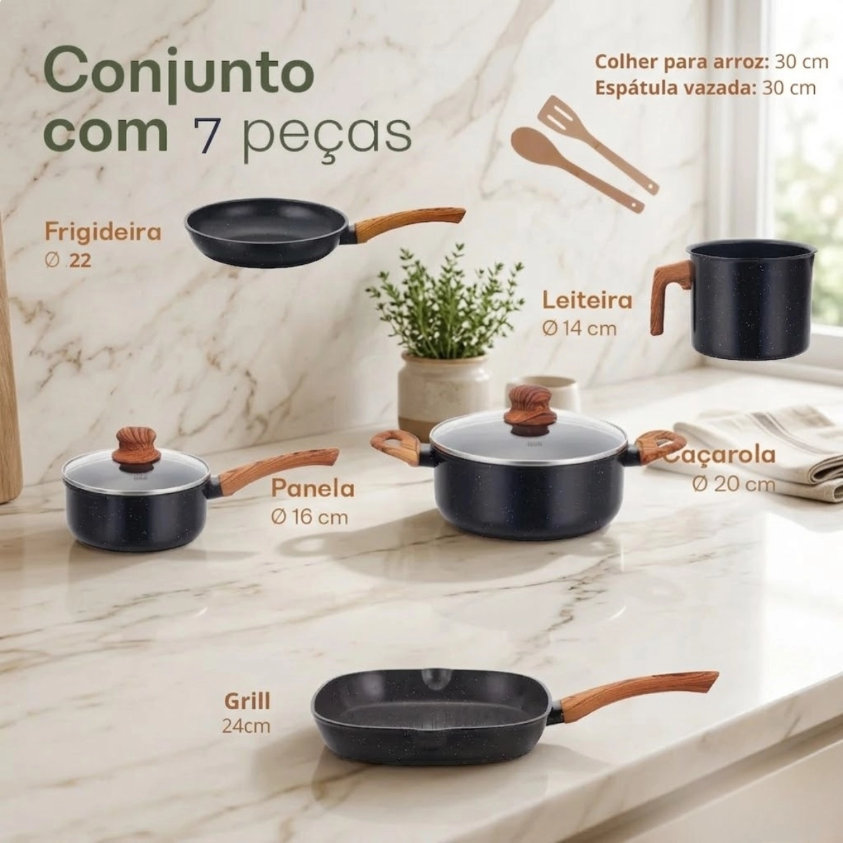 JOGO DE PANELAS INDUÇÃO ANTIADERENTE 7 PEÇAS FUNDO TRIPLO ONYX PRETO JOGO DE PANELAS INDUÇÃO ANTIADERENTE 7 PEÇAS FUNDO TRIPLO ONYX PRETO