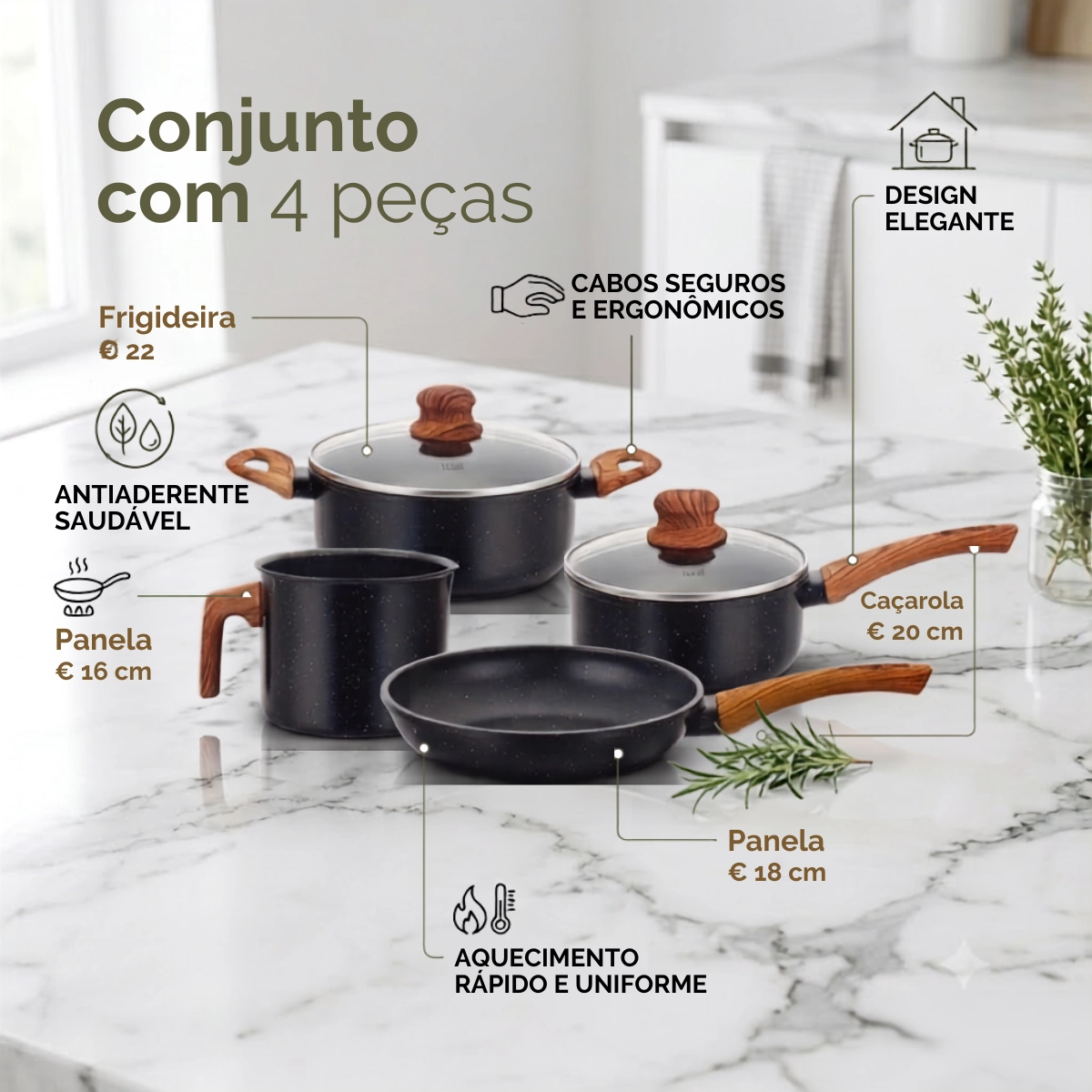 JOGO DE PANELAS INDUÇÃO ANTIADERENTE FUNDO TRIPLO REVESTIMENTO CERÂMICO ONYX PRETO JOGO DE PANELAS INDUÇÃO ANTIADERENTE FUNDO TRIPLO REVESTIMENTO CERÂMICO ONYX PRETO