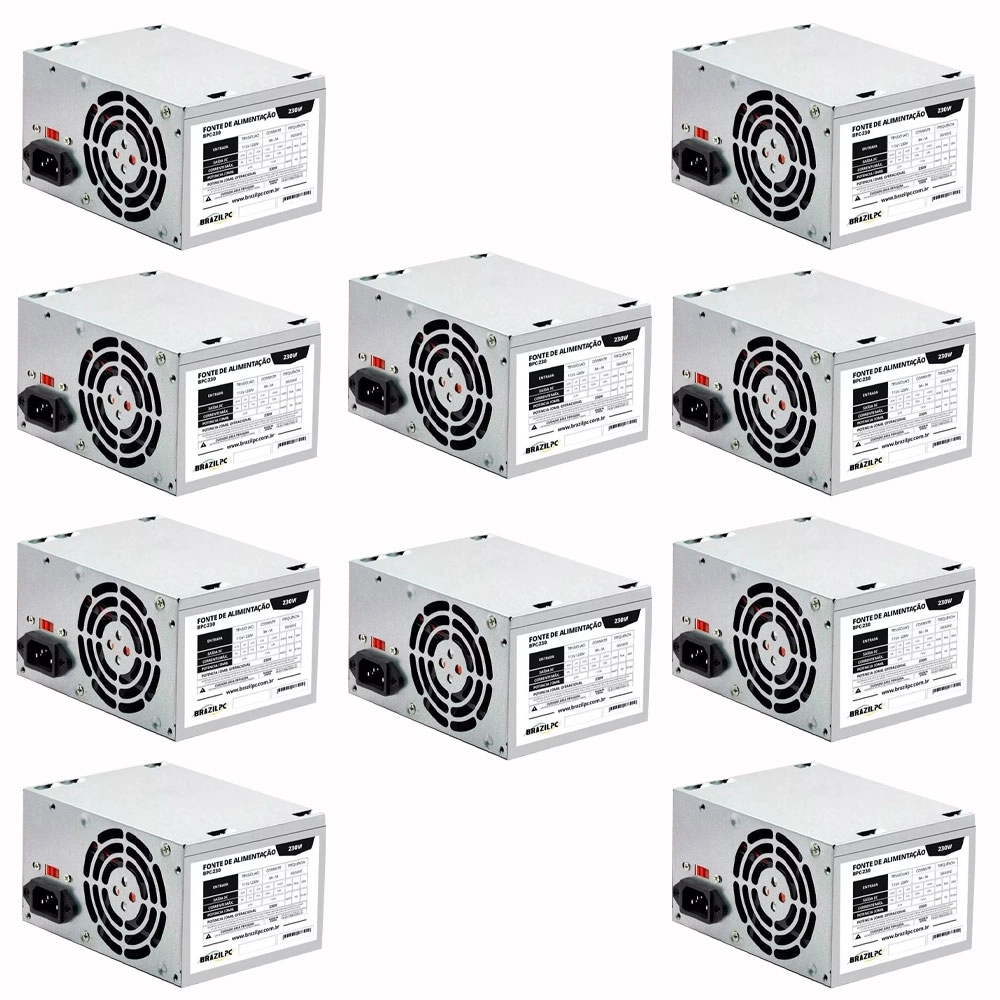 Kit 10 Fonte para Pc Atx 230w Brazilpc Bpc-230 Kit 10 Fonte para Pc Atx 230w Brazilpc Bpc-230