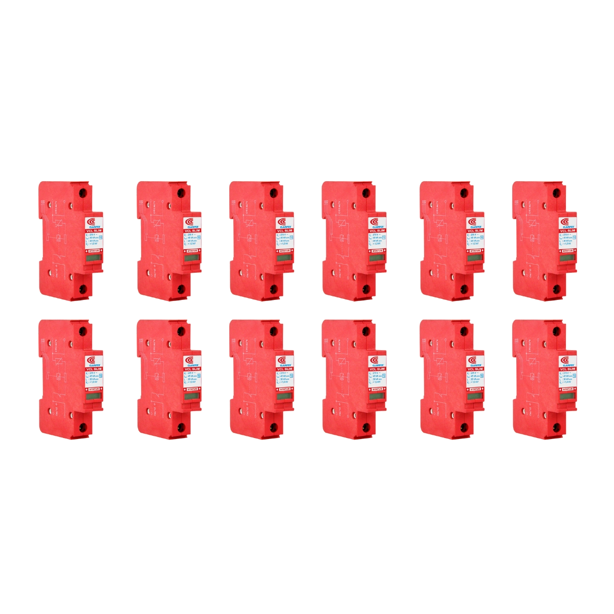 KIT 12 UN DISPOSITIVO DE PROTEÇÃO CONTRA RAIOS COM DPS FRONT V 275V 20KA VERMELHO