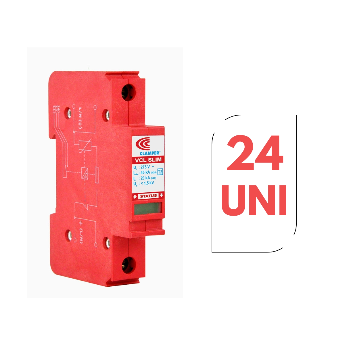 KIT 24 UN DISPOSITIVO DE PROTEÇÃO CONTRA RAIOS COM DPS FRONT V 275V 20KA VERMELHO KIT 24 UN DISPOSITIVO DE PROTEÇÃO CONTRA RAIOS COM DPS FRONT V 275V 20KA VERMELHO