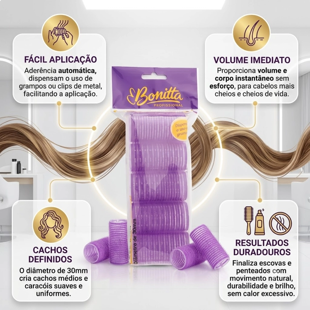 KIT 5 BOBS MÉDIO AUTOADERENTE EFEITO CACHOS BONITTA KIT 5 BOBS MÉDIO AUTOADERENTE EFEITO CACHOS BONITTA