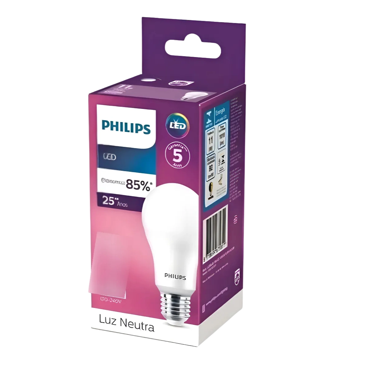 KIT 5 LÂMPADAS LED BULBO A60 11W 4000K 1018LM BIVOLT