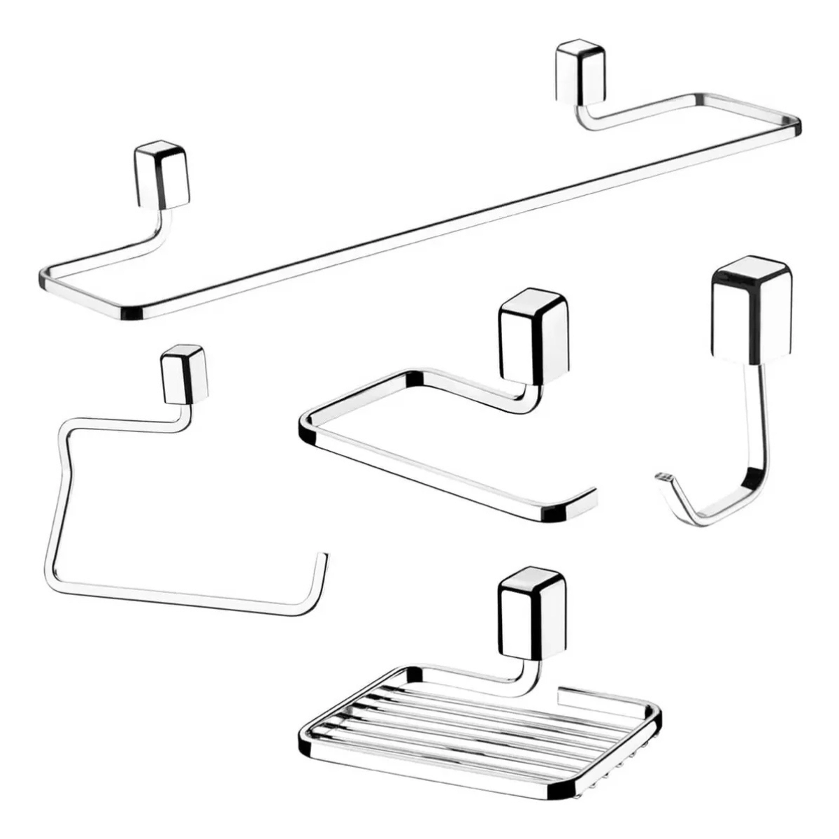 KIT ACESSÓRIOS BANHEIRO SCHMITT ESSENCIAL CROMADO - 5 PEÇAS CROMADO