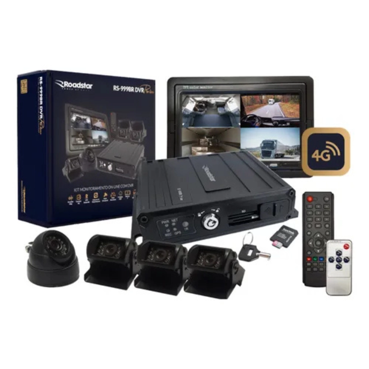 Kit cameras de Monitoramento e Gravação Veicular: 4G, GPS e Câmeras HD