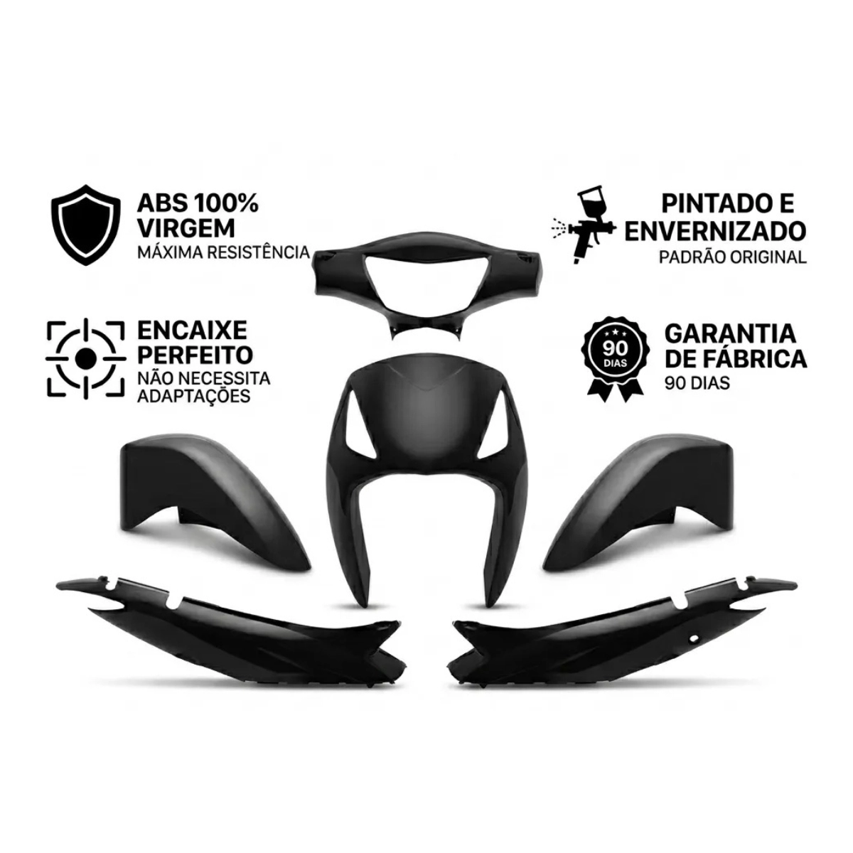 KIT CARENAGEM PROTORK BIZ 125 KS/ES 2006 2007 2008 2009 2010 PRETO KIT CARENAGEM PROTORK BIZ 125 KS/ES 2006 2007 2008 2009 2010 PRETO