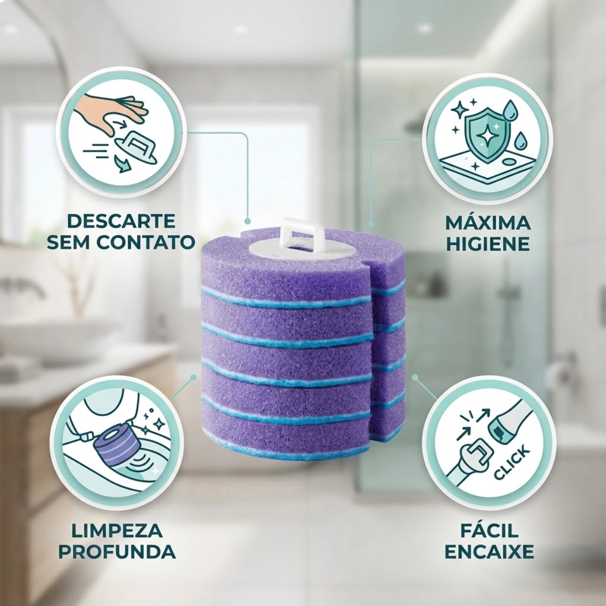 KIT COM 10 REFIS ESCOVA SANITARIA PARA PRIVADA SANICLICK FLASH LIMP