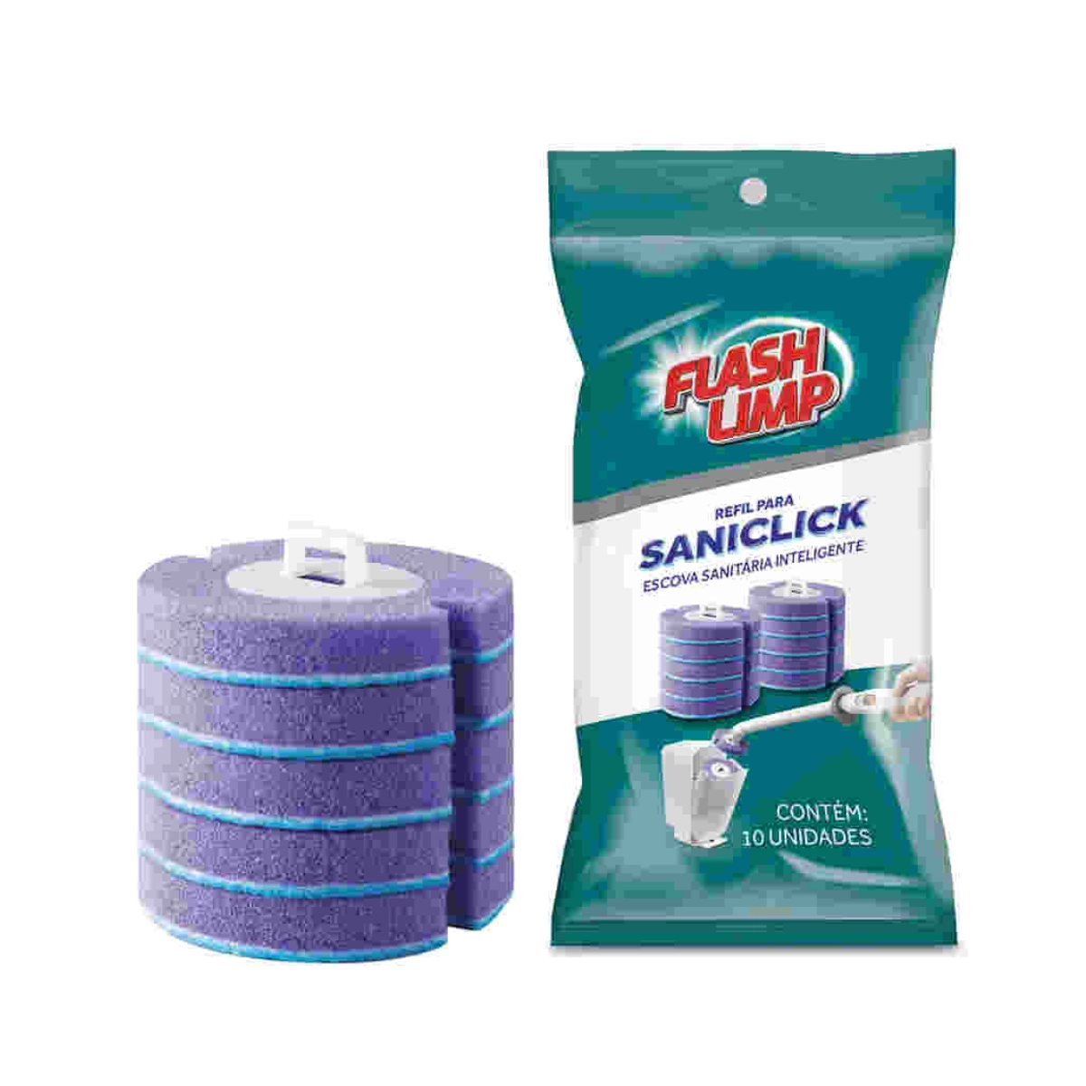 KIT COM 10 REFIS ESCOVA SANITARIA PARA PRIVADA SANICLICK FLASH LIMP