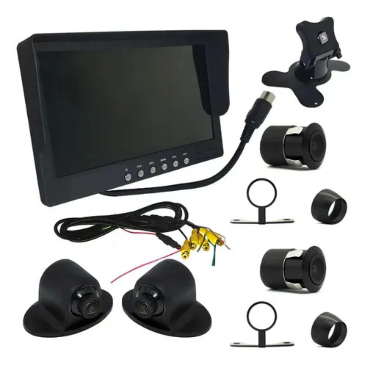 Kit Completo Câmeras de Ré e Monitor 7 Pol RS816BR para Caminhão, Van e Ônibus