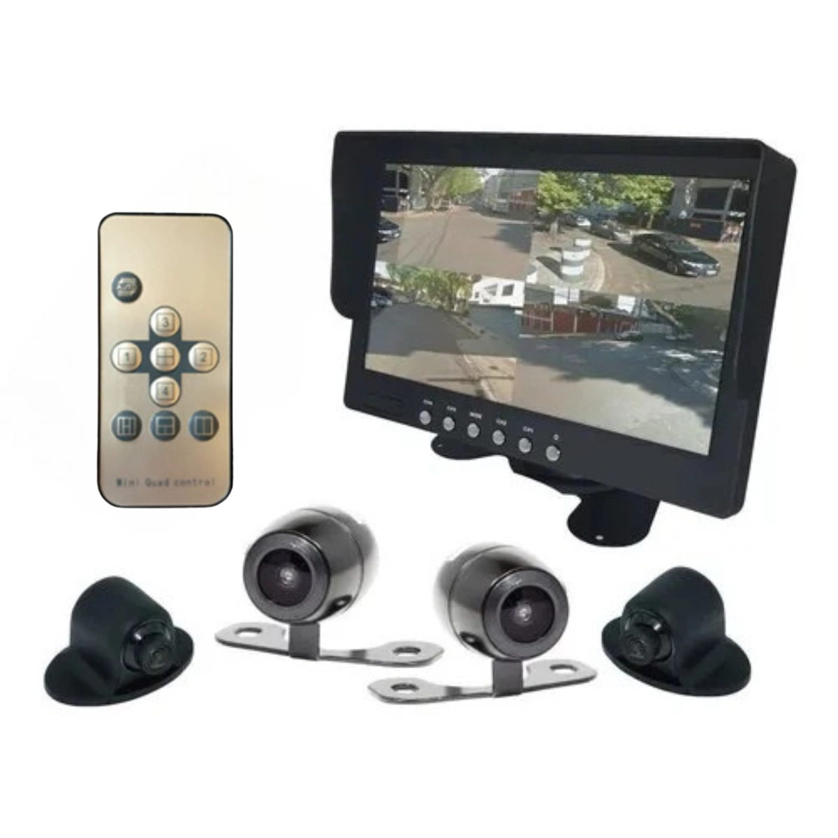 Kit Completo Câmeras de Ré e Monitor 7 Pol RS816BR para Caminhão, Van e Ônibus