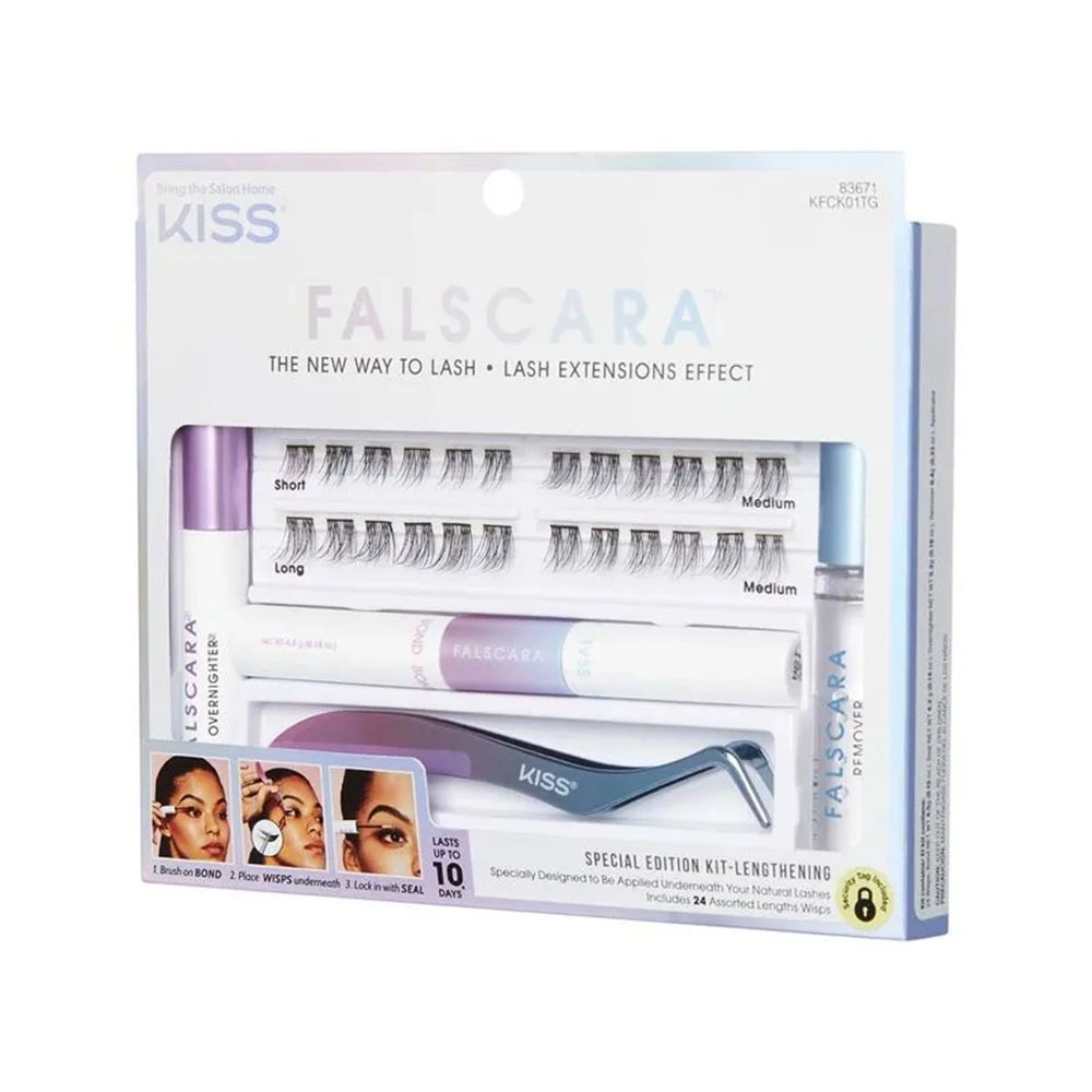 KIT COMPLETO INICIANTE CÍLIOS POSTIÇOS FALSCARA KISS NEW YORK  KFCK01TGB