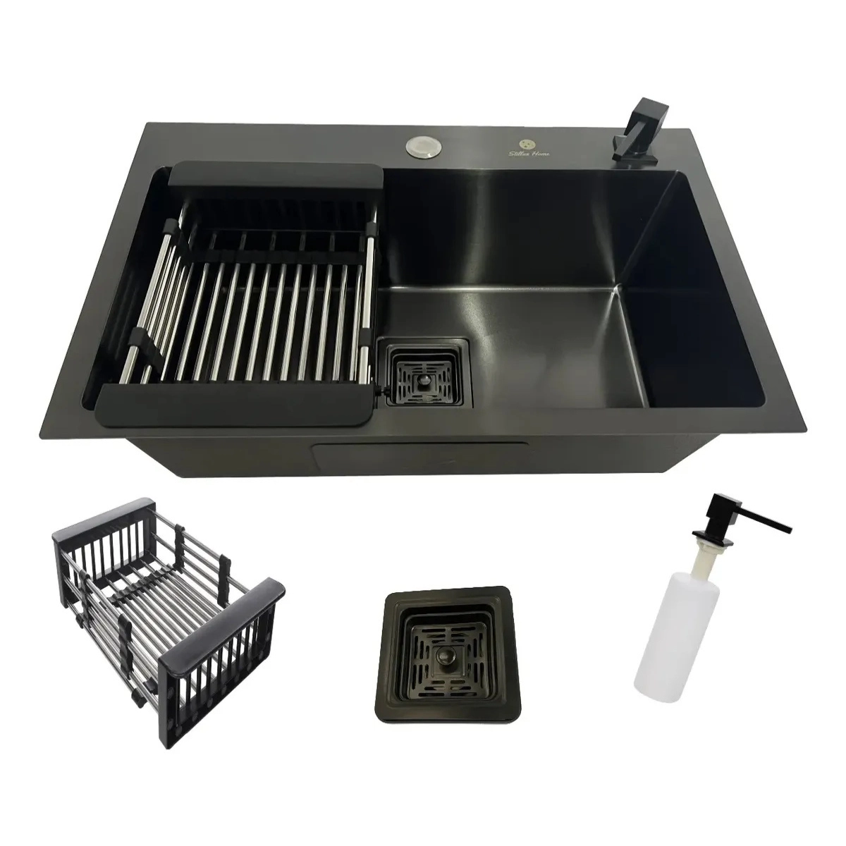 KIT CUBA GOURMET AÇO INOX 304 60X40CM COM TORNEIRA PRETA COM DISPENSER KIT CUBA GOURMET AÇO INOX 304 60X40CM COM TORNEIRA PRETA COM DISPENSER