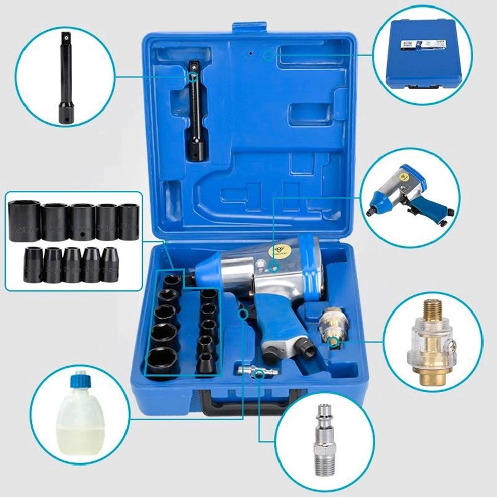 Kit de Chave de Impacto com 17 Peças Rongpeng Pneumática 1/2 Pol 7000rpm Kit de Chave de Impacto com 17 Peças Rongpeng Pneumática 1/2 Pol 7000rpm