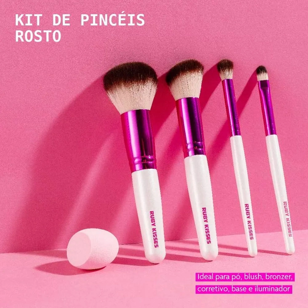 KIT DE PINCÉIS PARA ROSTO RUBY KISSES BRANCO RA03B