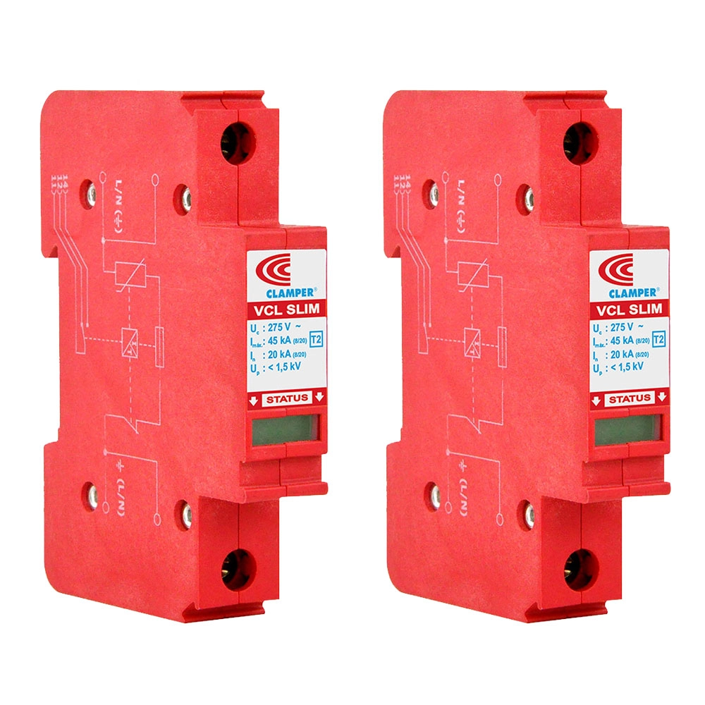 KIT ECONÔMICO C/ 2 DISPOSITIVOS DE PROTEÇÃO CONTRA RAIOS COM DPS CLAMPER FRONT V 275V 45KA 