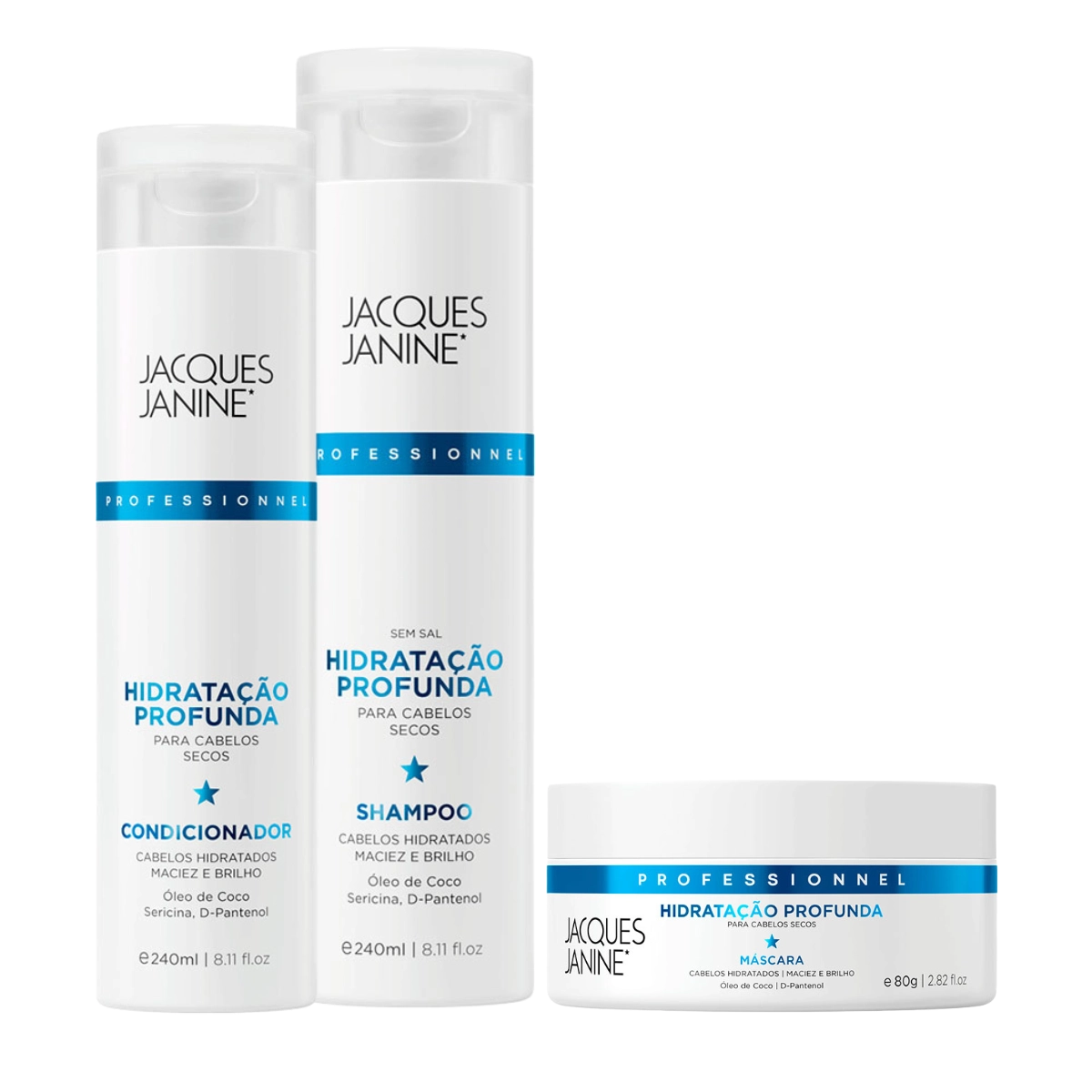 KIT JACQUES JANINE HPF SHAMPOO, CONDICIONADOR E MÁSCARA 80G