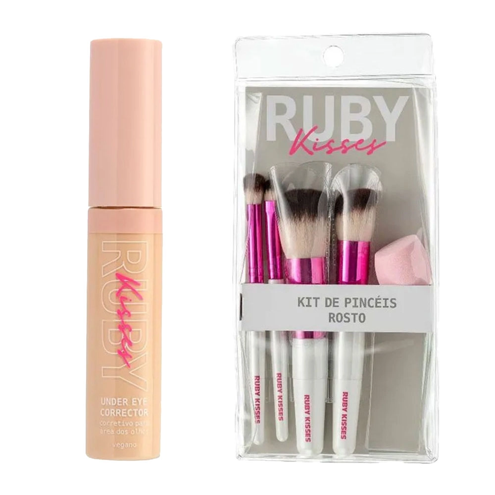 KIT KISS NEW YORK PINCEL DE ROSTO E CORRETIVO PARA OS OLHOS COR 15