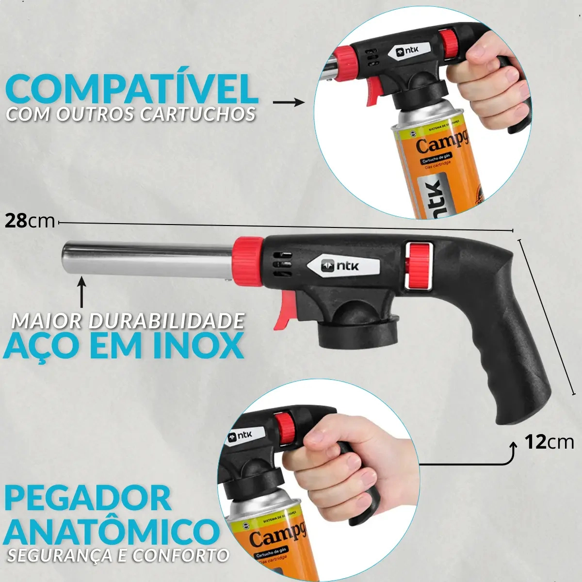 KIT MAÇARICO PORTÁTIL IKON NTK PRETO C 4 REFIS PARA CAMPING E TRILHAS KIT MAÇARICO PORTÁTIL IKON NTK PRETO C 4 REFIS PARA CAMPING E TRILHAS