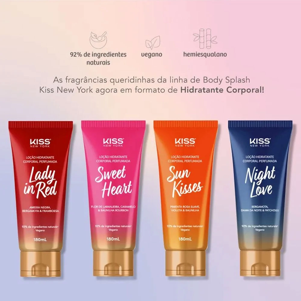 KIT PAR PERFEITO PARA SEU CORPO LOÇÃO CORPORAL E BODY SPLASH LADY IN RED KISS NEW YORK KIT PAR PERFEITO PARA SEU CORPO LOÇÃO CORPORAL E BODY SPLASH LADY IN RED KISS NEW YORK