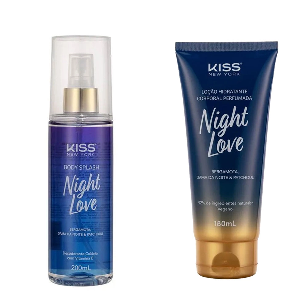 KIT PAR PERFEITO PARA SEU CORPO LOÇÃO CORPORAL E BODY SPLASH NIGHT LOVE KISS NEW YORK 