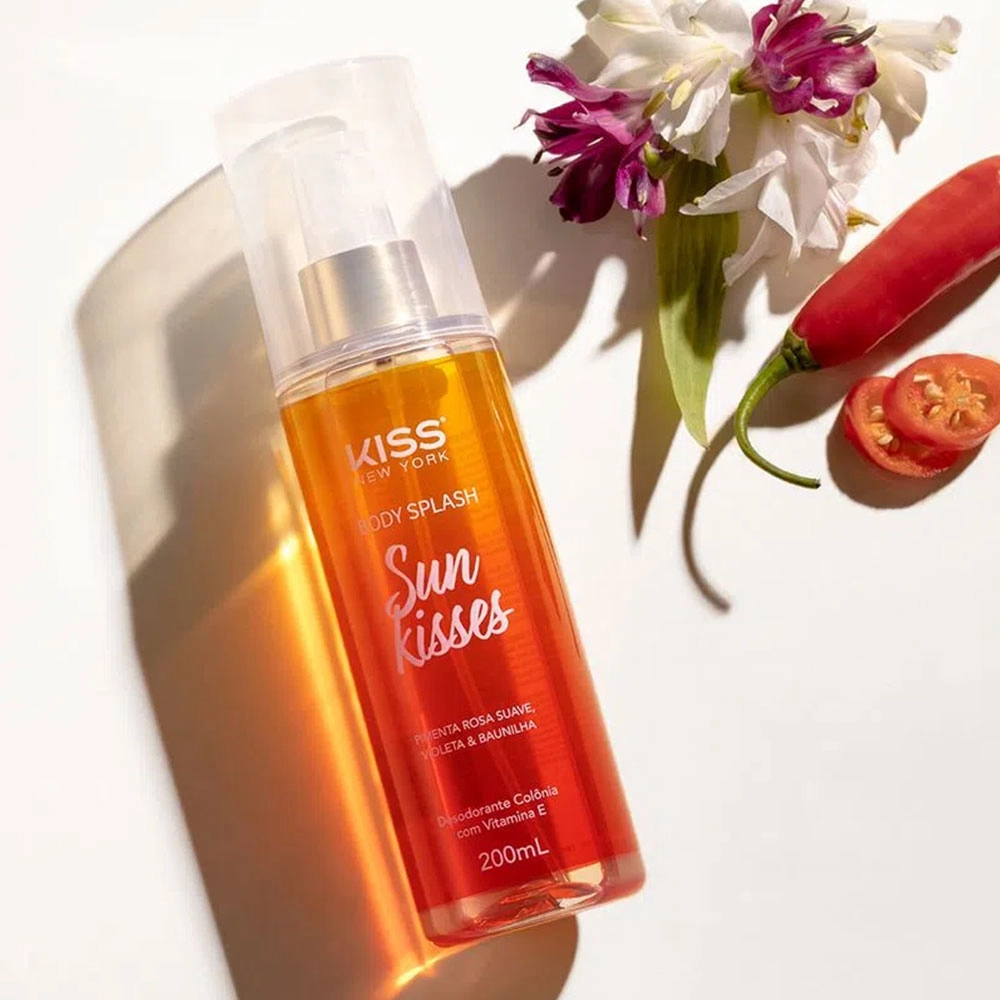 KIT PAR PERFEITO PARA SEU CORPO LOÇÃO CORPORAL E BODY SPLASH SUN KISSES KISS NEW YORK 