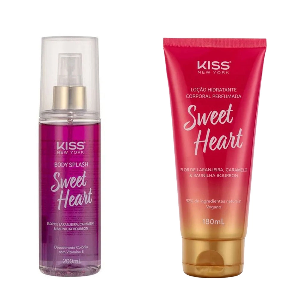 KIT PAR PERFEITO PARA SEU CORPO LOÇÃO CORPORAL E BODY SPLASH SWEET HEART KISS NEW YORK 