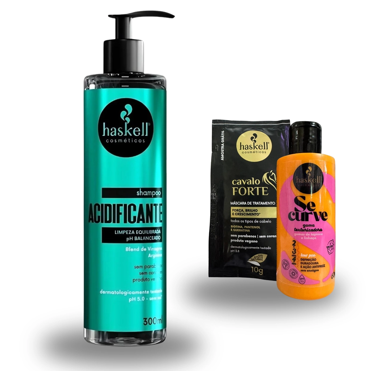 KIT SHAMPOO ACIDIFICANTE 300ML HASKELL E KIT NUTRIÇÃO TOTAL 10GR