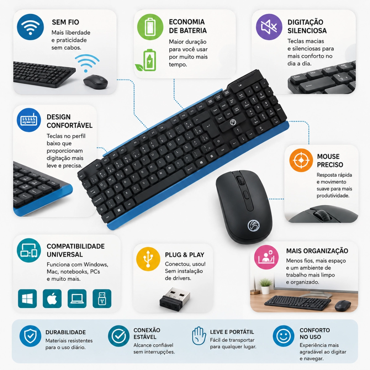 KIT TECLADO E MOUSE SEM FIO BRAZILPC BPC-527117ABNT2 PRETO KIT TECLADO E MOUSE SEM FIO BRAZILPC BPC-527117ABNT2 PRETO
