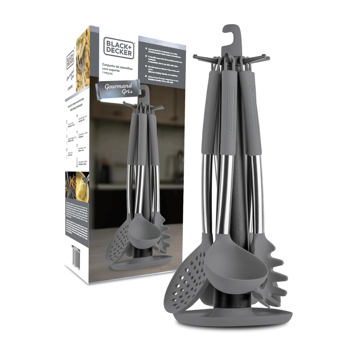 Kit Utensilios Cozinha Black Decker Silicone Nylon 7pçs