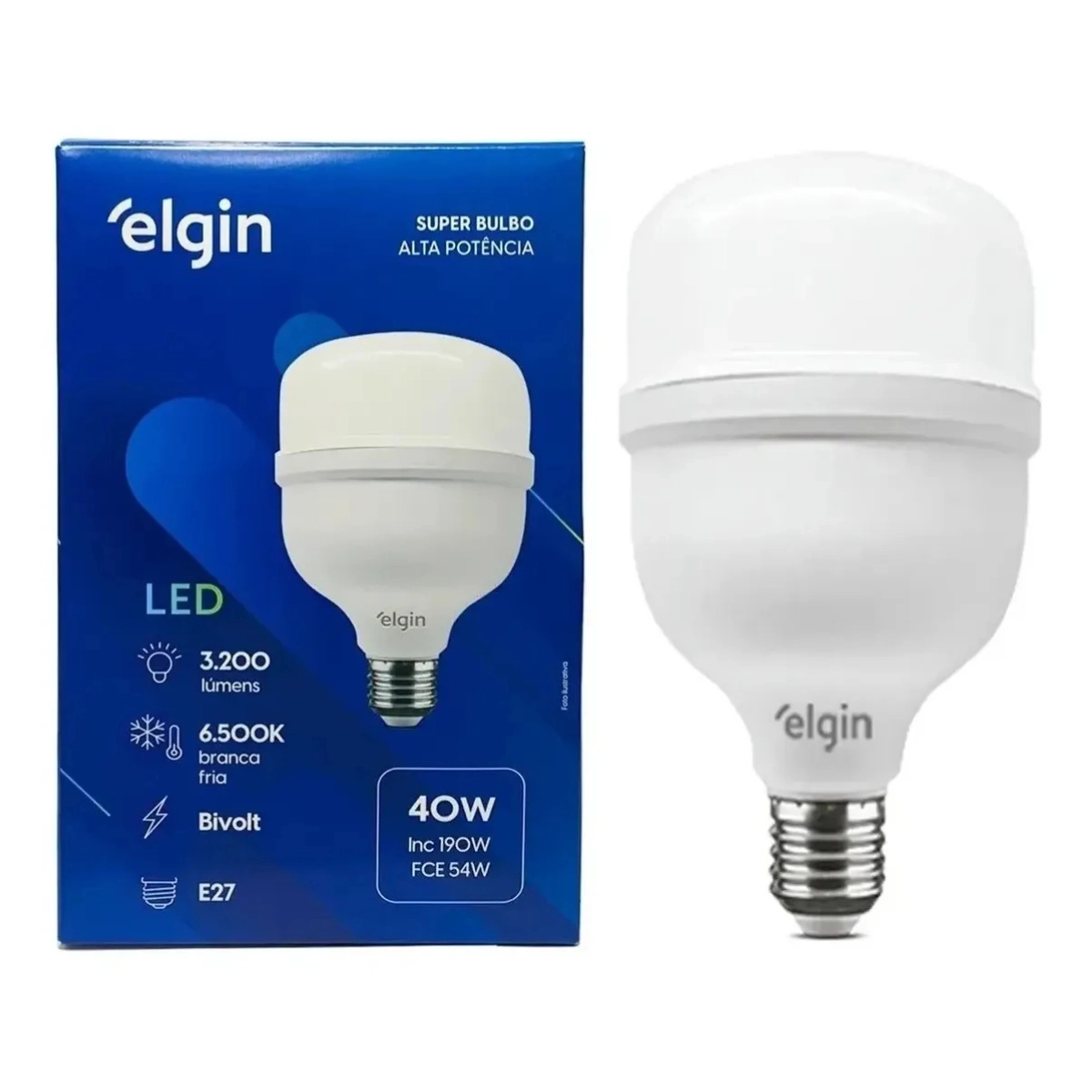 LÂMPADA LED ALTA POTÊNCIA 6500K SUPER BULBO 40W BRANCO FRIO ELGIN LÂMPADA LED ALTA POTÊNCIA 6500K SUPER BULBO 40W BRANCO FRIO ELGIN