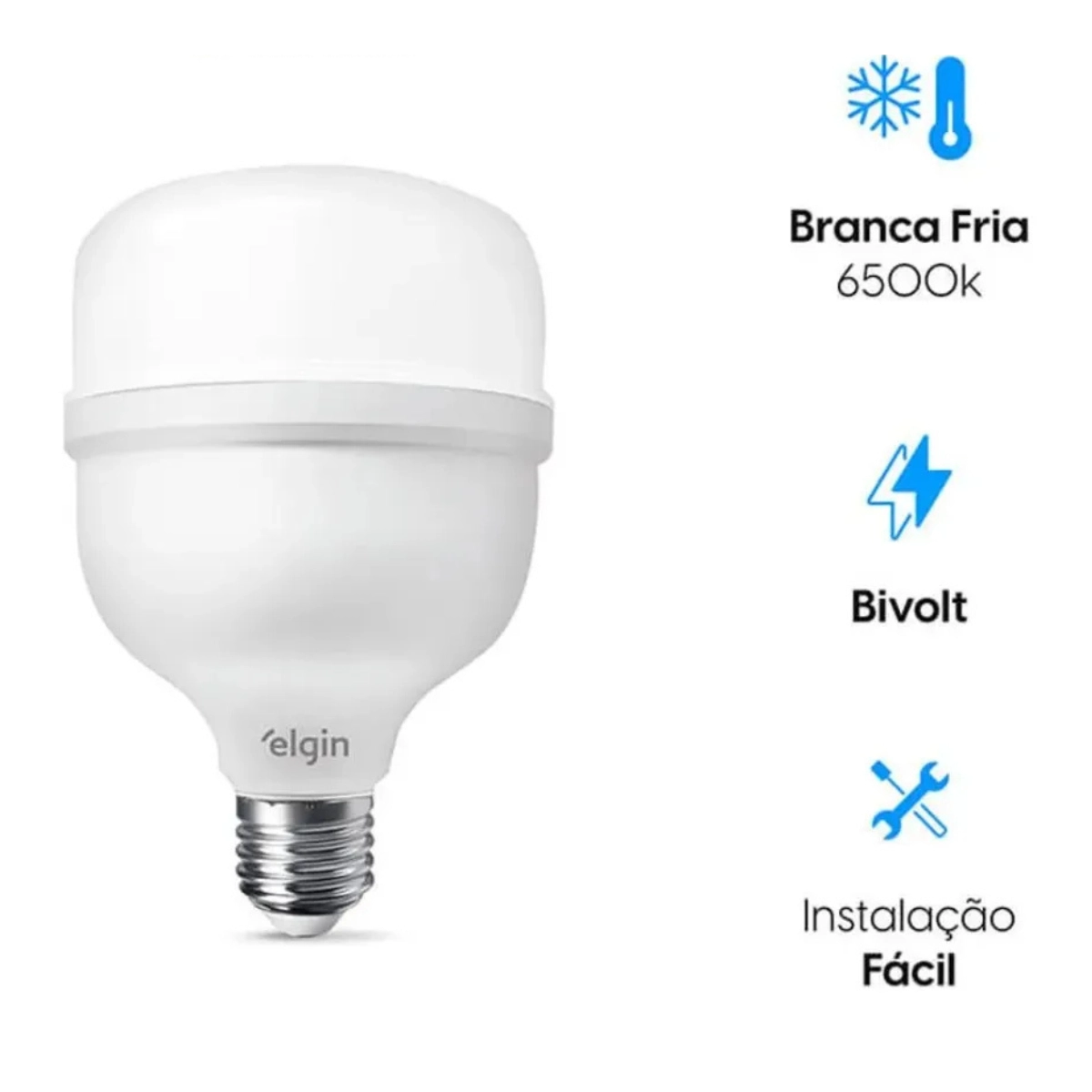 LAMPADA LED BULBO ALTA POTENCIA 50W ELGIN 6500K BRANCO FRIO 