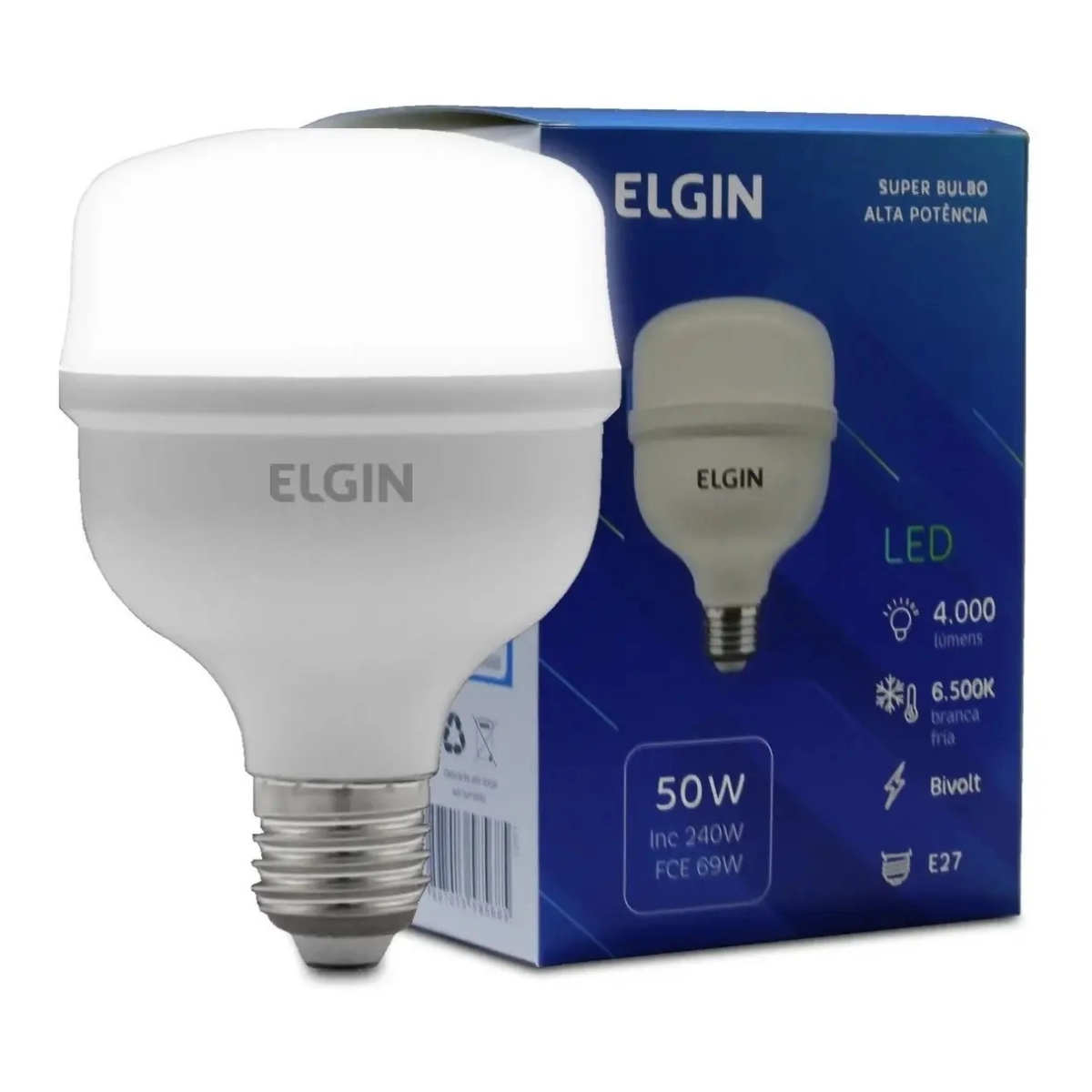 LAMPADA LED BULBO ALTA POTENCIA 50W ELGIN 6500K BRANCO FRIO 
