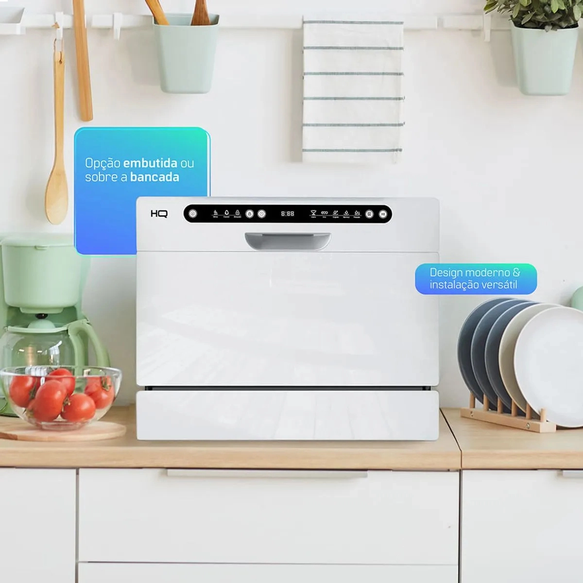 LAVA LOUÇAS COM PAINEL DIGITAL HQ 6 SERVIÇOS BRANCA 220V 