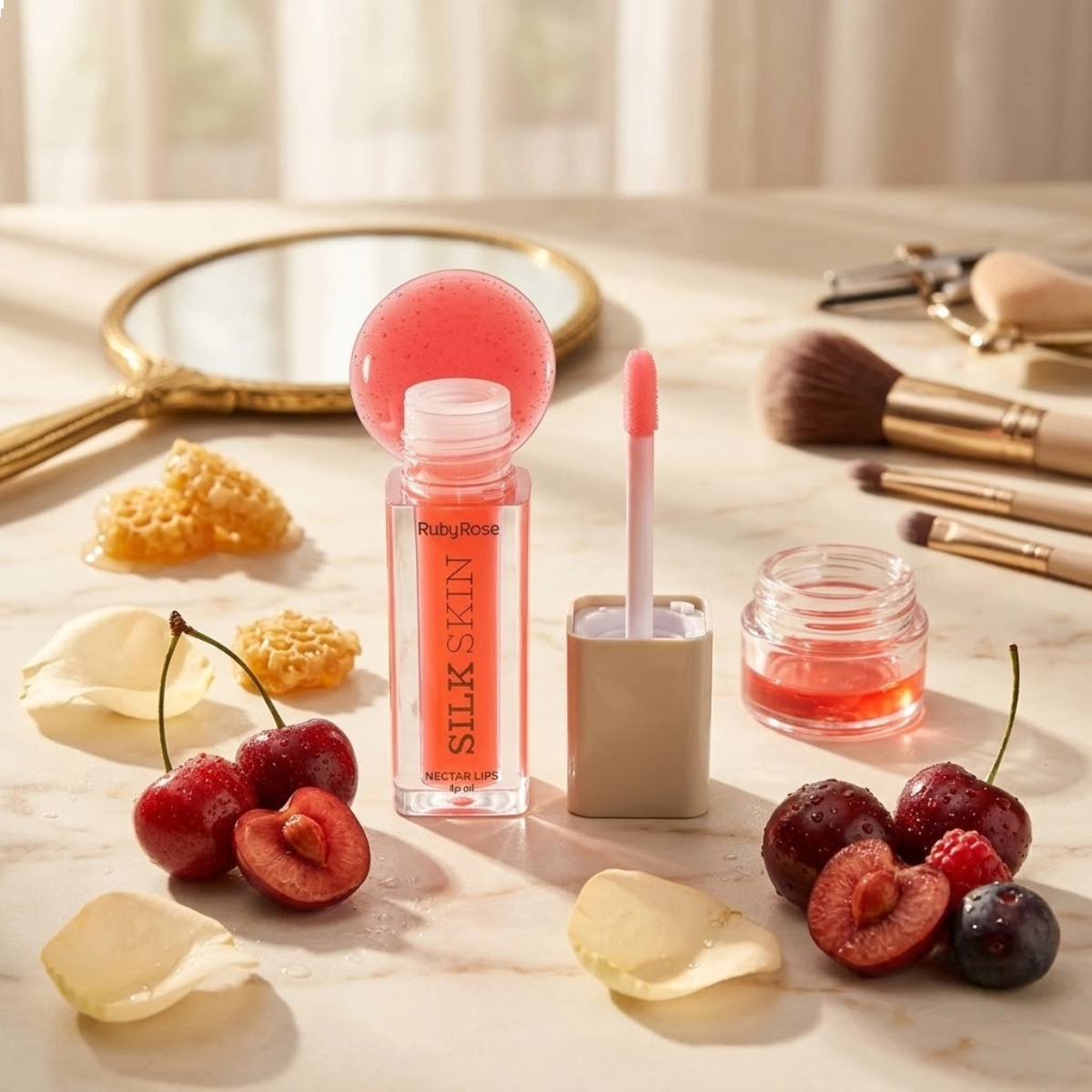 LIP OIL GLOSS BRILHO LABIAL RUBY ROSE NECTAR LIPS SHINE ROUG