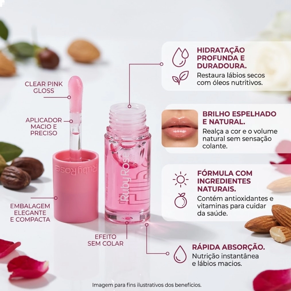 LIP OIL RUBY ROSE FRESH LIPS GL07 HIDRATANTE LABIAL