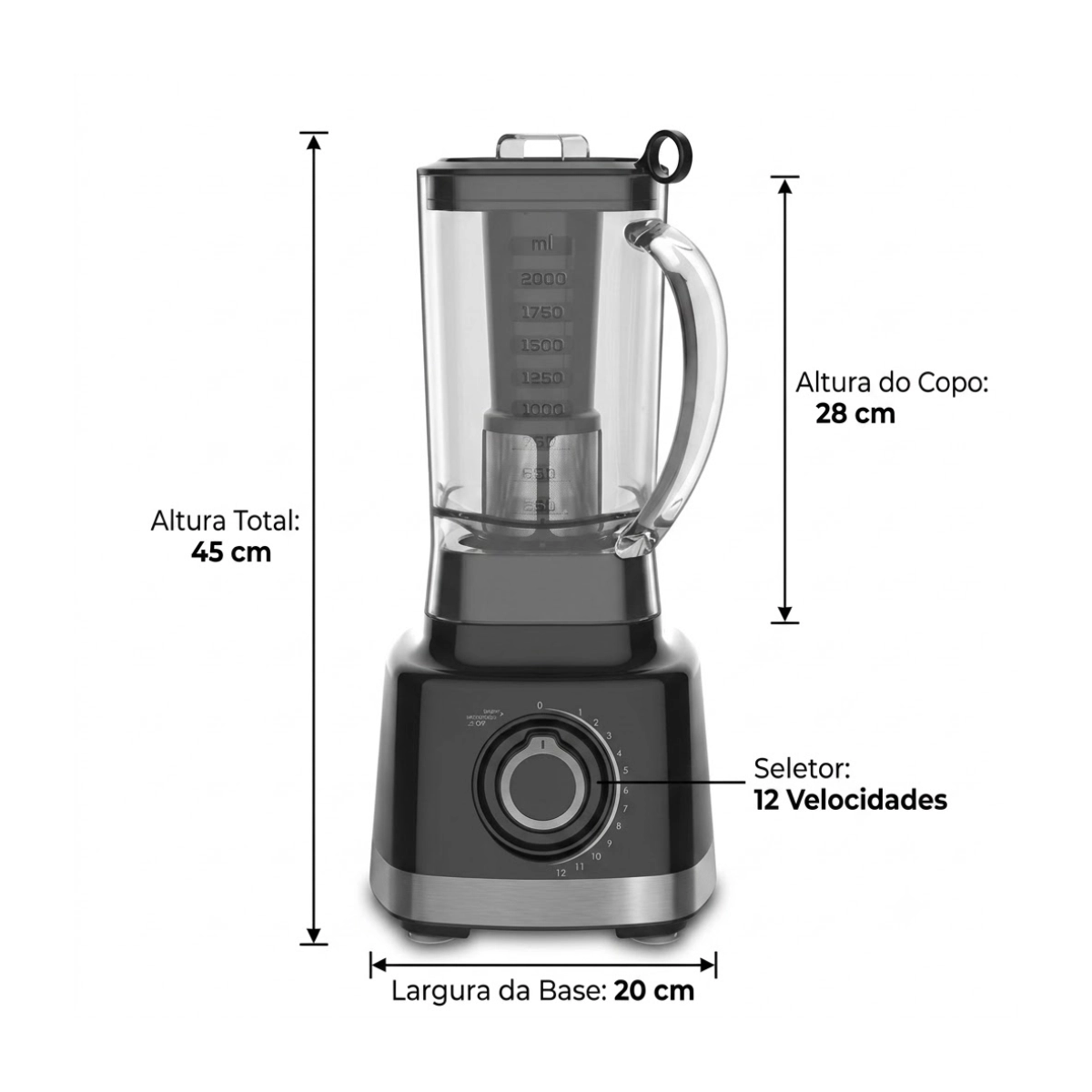 LIQUIDIFICADOR PHILCO 12 VELOCIDADES 1200W PLQ1310 PRETO 220V LIQUIDIFICADOR PHILCO 12 VELOCIDADES 1200W PLQ1310 PRETO 220V