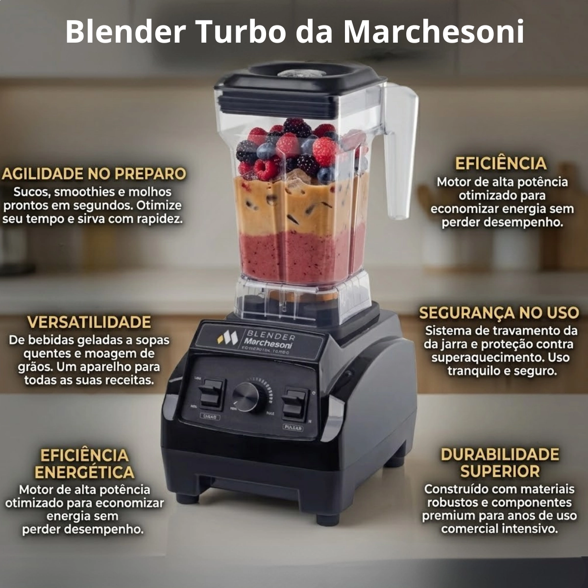 LIQUIFICADOR COMERCIAL TURBO MACHERSONI BL4.202 220V PRETO 