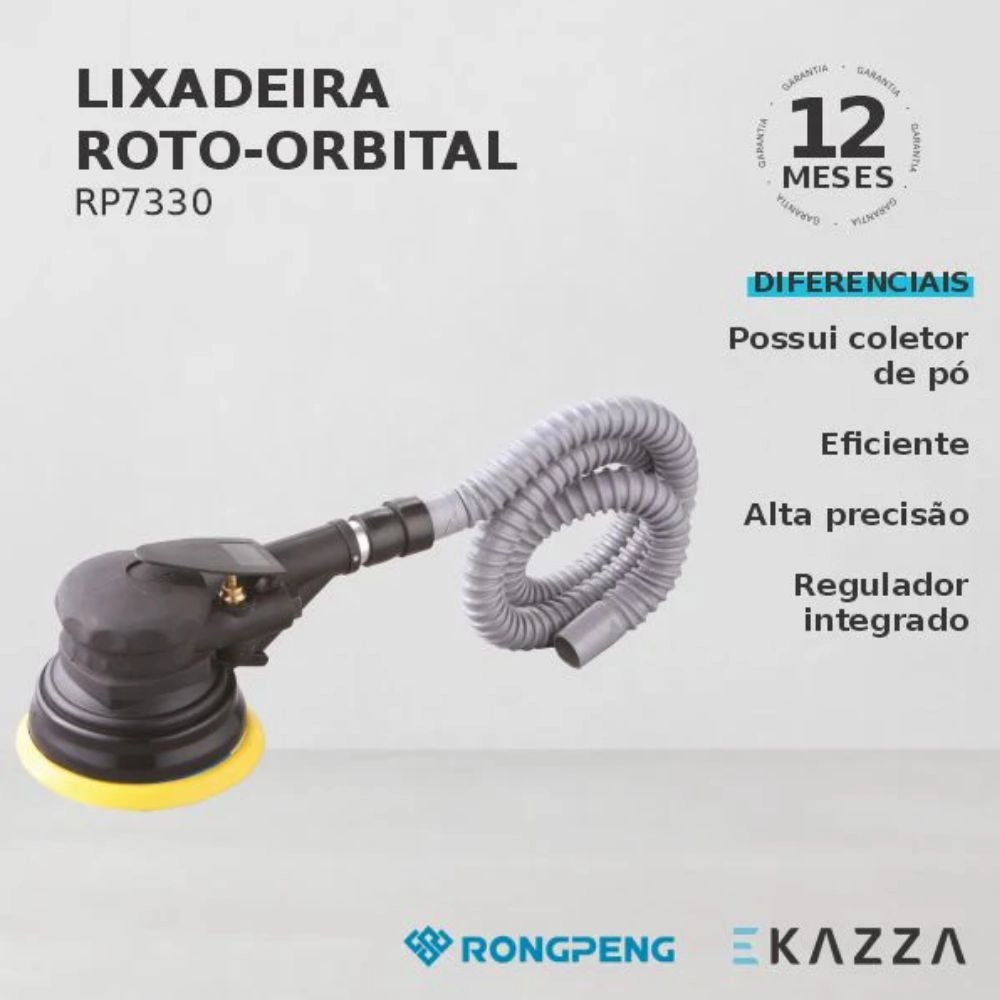 Lixadeira Roto Orbital Pneumática Auto Aspiradora 5 Pol. 12000RPM