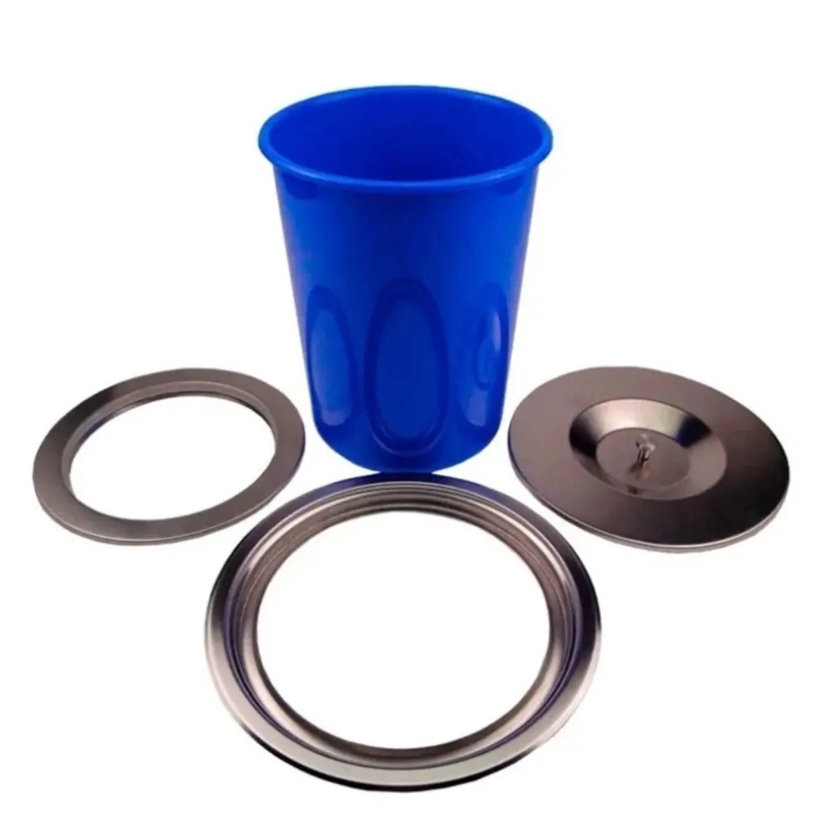 LIXEIRA DE EMBUTIR PARA PIA BANCADA 8 LITROS AÇO INOX 304 PRATA COM AZUL LIXEIRA DE EMBUTIR PARA PIA BANCADA 8 LITROS AÇO INOX 304 PRATA COM AZUL