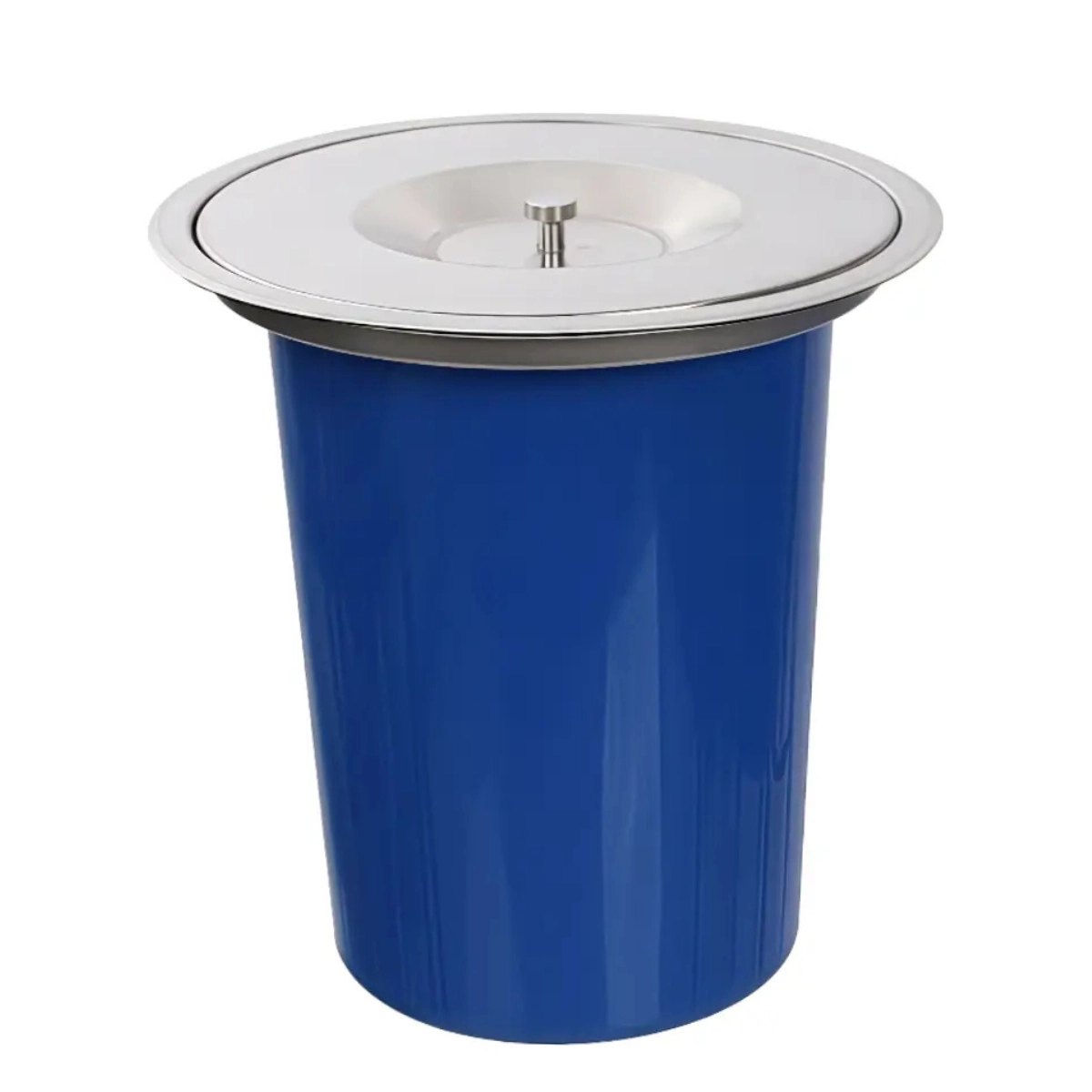 LIXEIRA DE EMBUTIR PARA PIA BANCADA 8 LITROS AÇO INOX 304 PRATA COM AZUL LIXEIRA DE EMBUTIR PARA PIA BANCADA 8 LITROS AÇO INOX 304 PRATA COM AZUL