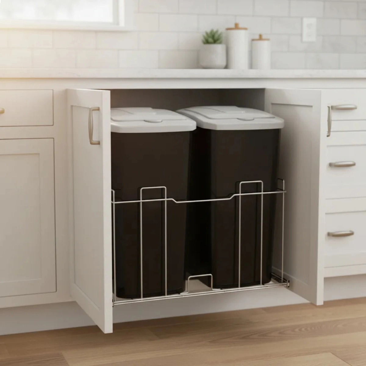 LIXEIRA DESLIZANTE DUPLA CESTO 30L TAMPA CLICK 576X535X350 PRETO