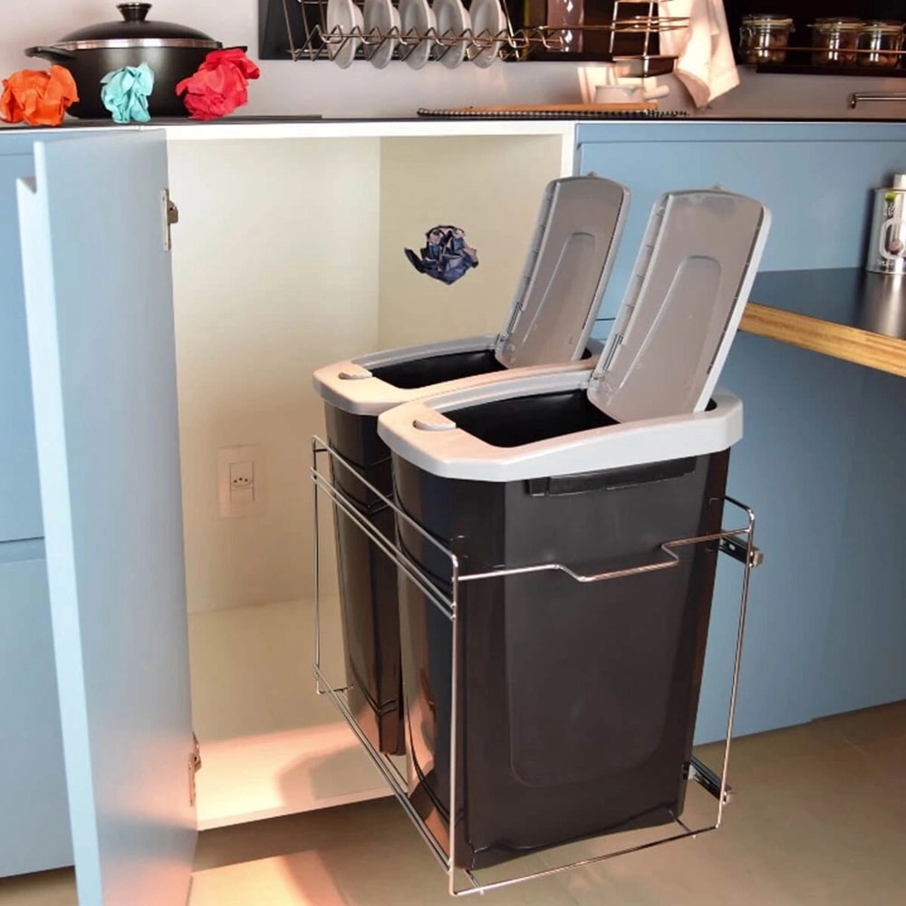 Lixeira Dupla Deslizante com Tampa Click Schmitt 15 Litros Preto Lixeira Dupla Deslizante com Tampa Click Schmitt 15 Litros Preto