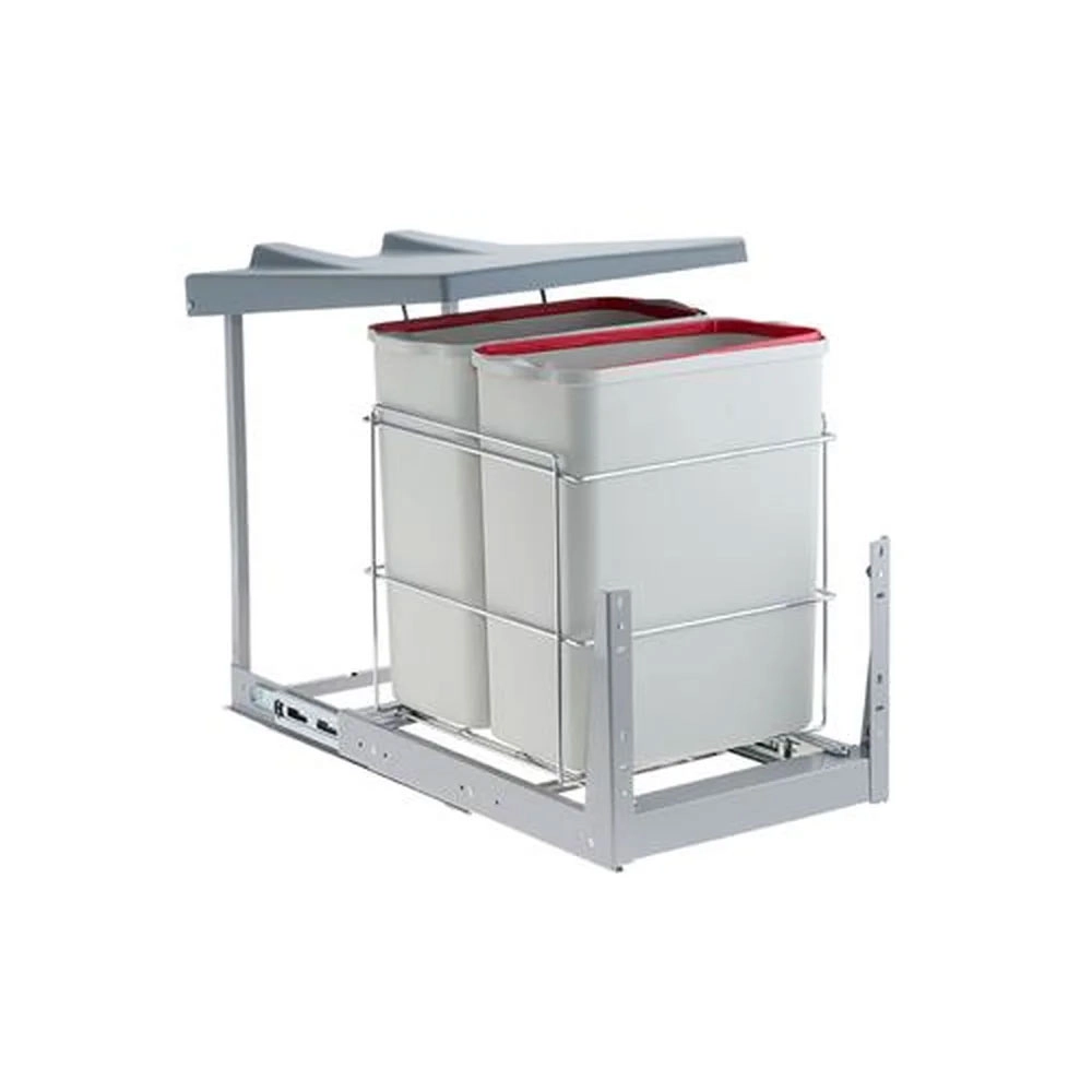 Lixeira Dupla Deslizante com Tampa Fixa Branco Schmitt 20l