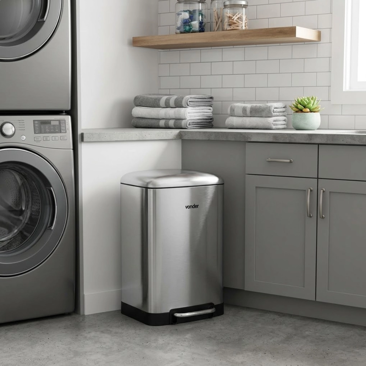 LIXEIRA RETANGULAR 30 LITROS INOX CINZA VONDER LIXEIRA RETANGULAR 30 LITROS INOX CINZA VONDER