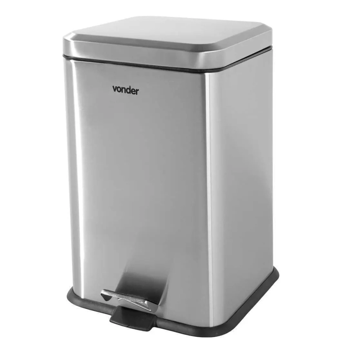 LIXEIRA RETANGULAR ANTIDERRAPANTE 20 LITROS INOX COM PEDAL VONDER LIXEIRA RETANGULAR ANTIDERRAPANTE 20 LITROS INOX COM PEDAL VONDER