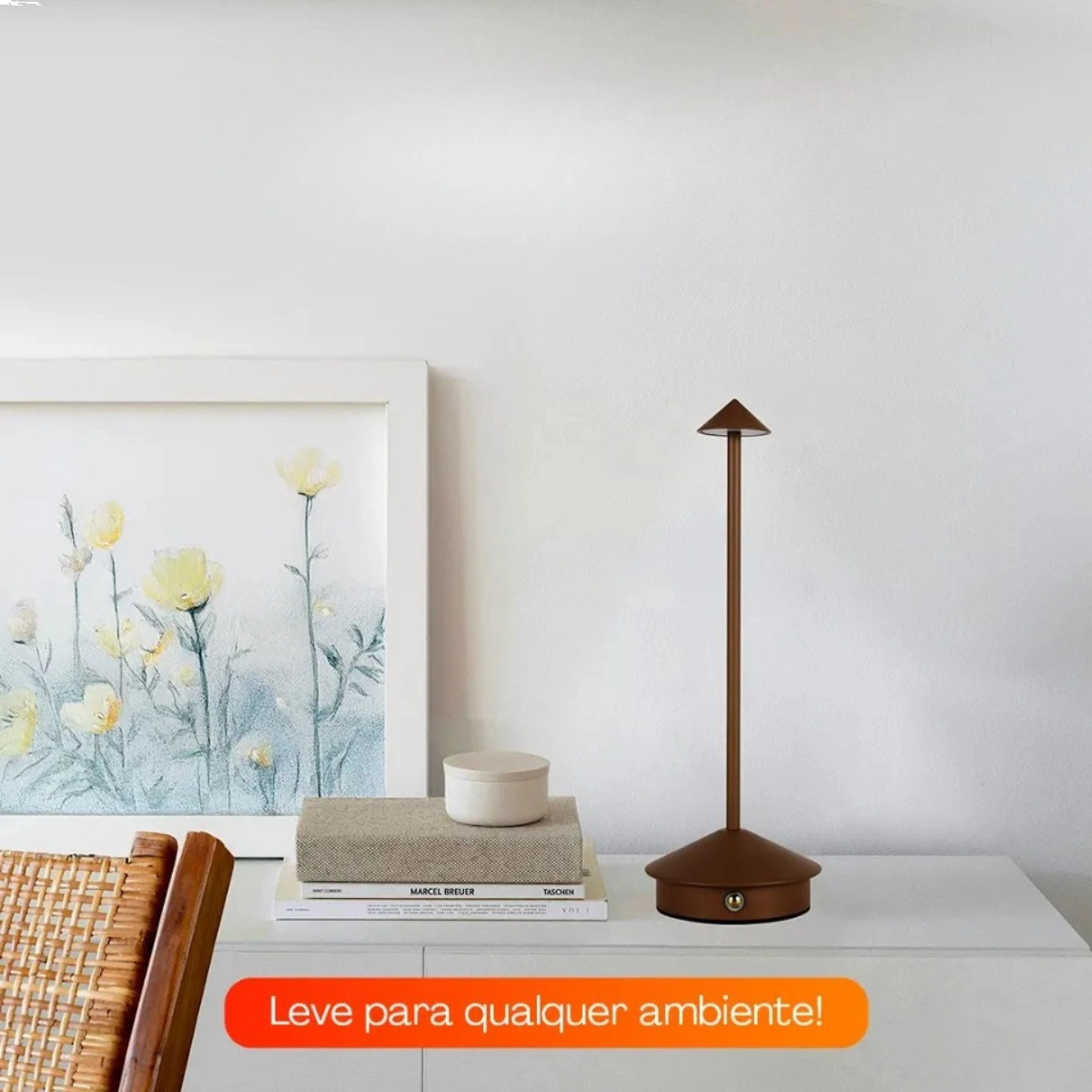 LUMINÁRIA FLARE PORTÁTIL COM BATERIA RECARREGÁVEL MARROM LUMINÁRIA FLARE PORTÁTIL COM BATERIA RECARREGÁVEL MARROM