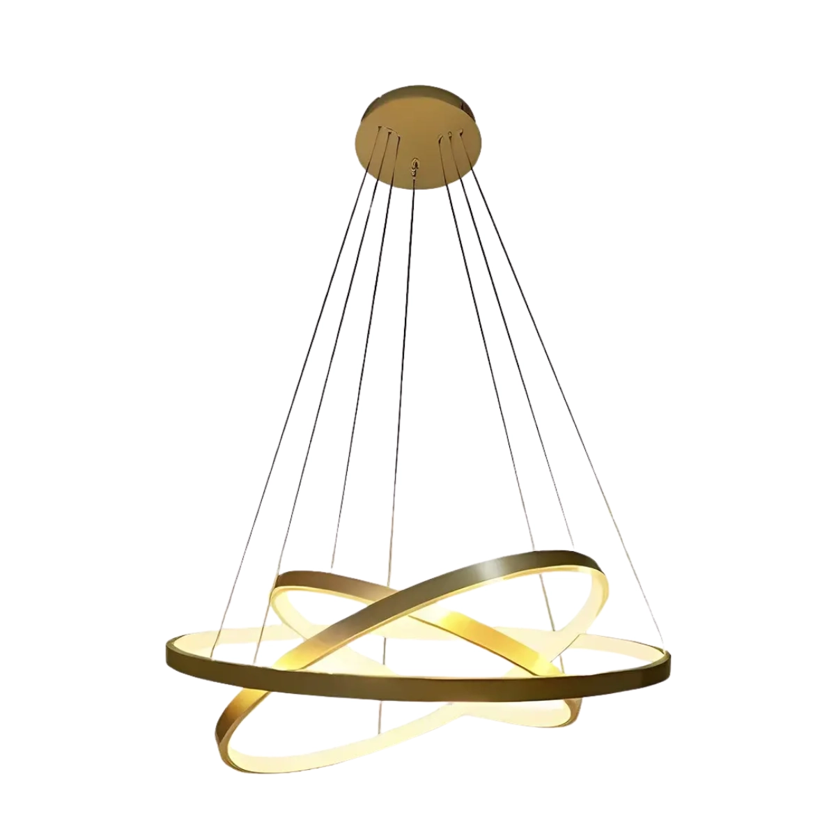 LUSTRE LED MODERNO PENDENTE 3 ARCOS DOURADOS ALUMÍNIO LUSTRE LED MODERNO PENDENTE 3 ARCOS DOURADOS ALUMÍNIO