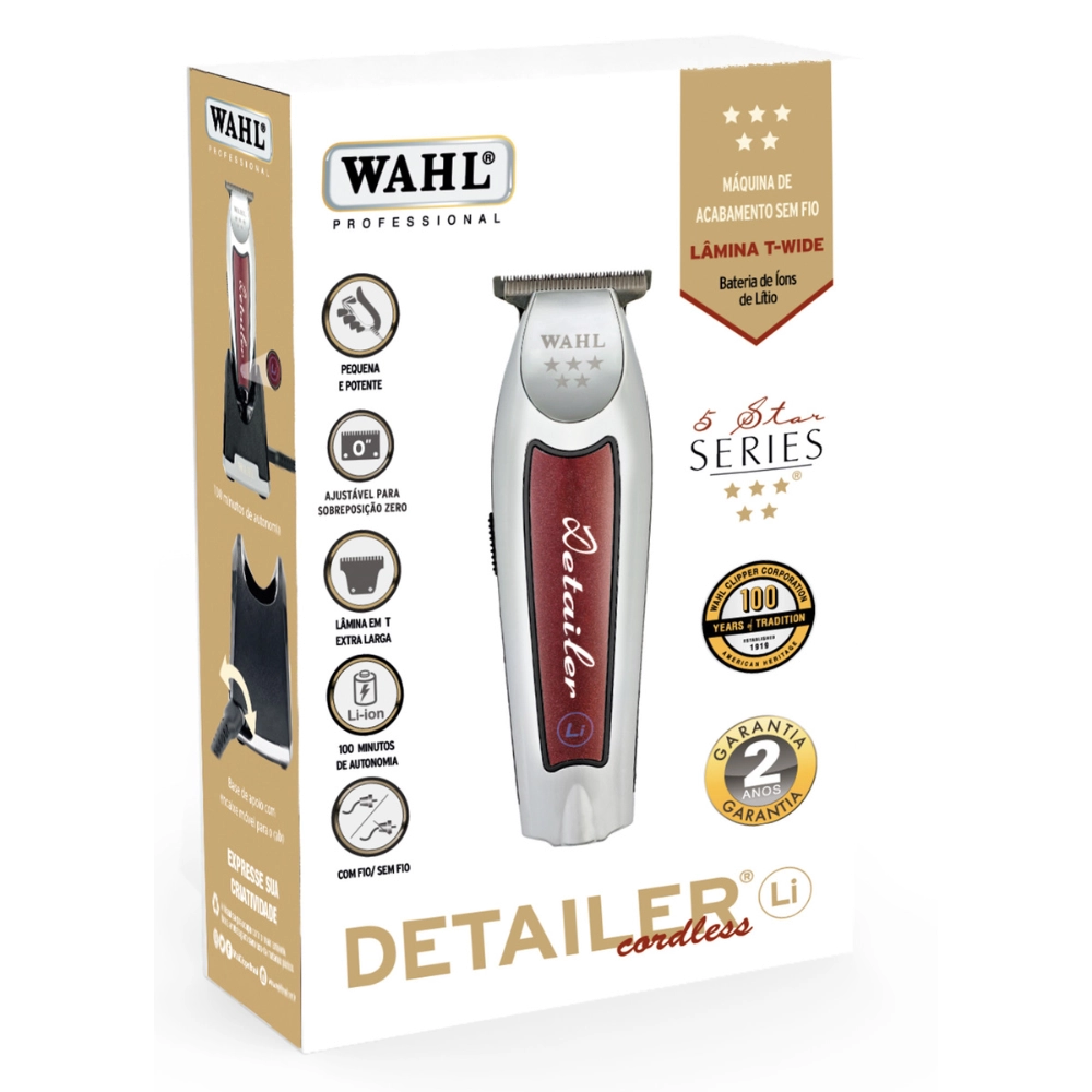 Máquina de Acabamento Sem fio Wahl Detailer Cordless Lithium Cinza/Vermelho Bivolt Máquina de Acabamento Sem fio Wahl Detailer Cordless Lithium Cinza/Vermelho Bivolt