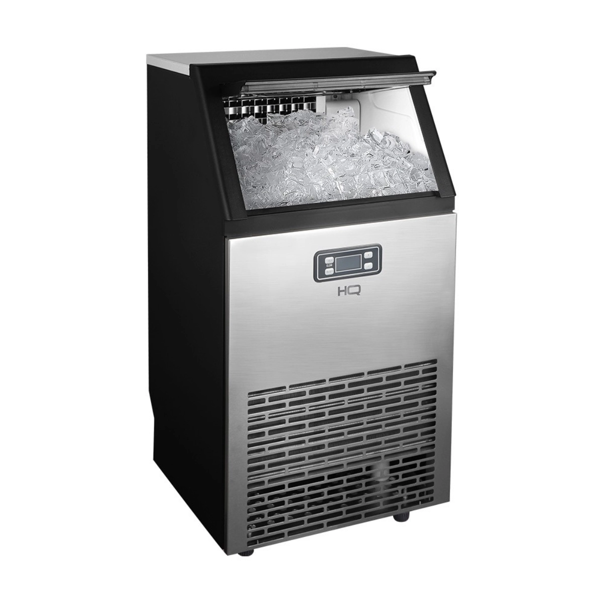 MÁQUINA DE GELO PROFISSIONAL HQ 45KG TURBO ICE PRETO E INOX 220V