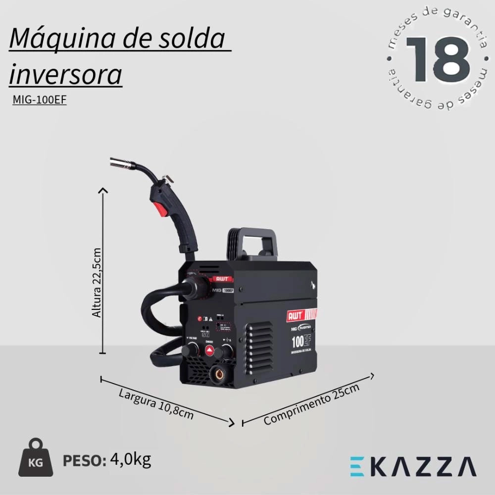 Máquina de Solda Inversora sem Gás Awt 220v Mig-100ef